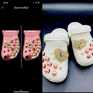 Crocs leather pearl chain with pink pearl  2 charms set